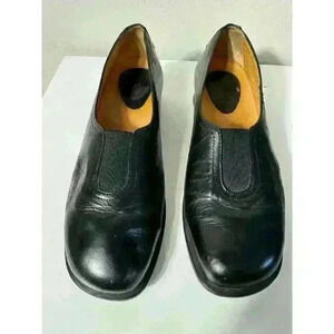 1803 Leather Black Colored Loafers Low Wedge Size EU 36 Handmade in Portugal
